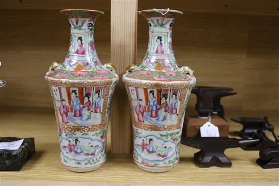 A pair of Chinese famille rose vases, 19th century height 24cm